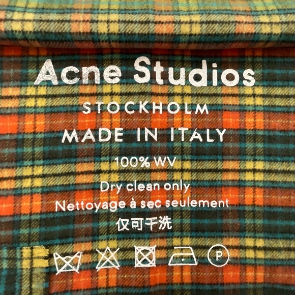 Acne Studios Ombre Plaid Virgin Wool Blanket Scarf Wrap 84”x27”Made in Italy NWT - Picture 4 of 16